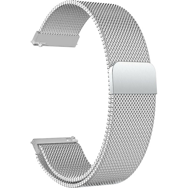 ACM Watch Strap Magnetic Loop 20mm for Noise Colorfit Icon Buzz (Metal Band Silver) Smart Watch Strap (Silver)