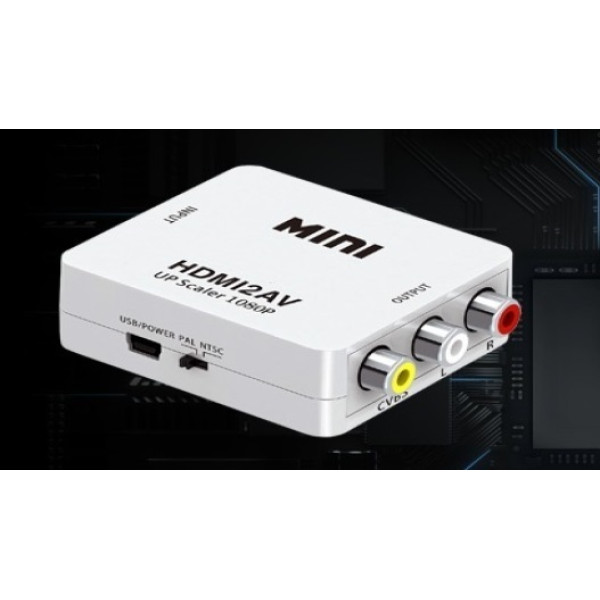 ASTOUND HDMI2AV Up Scaler 1080P HDMI to AV Composite Video Audio Converter HDMI2AV Up Scaler 1080P HDMI to AV Composite Video Audio Converter HDMI Connector (White)