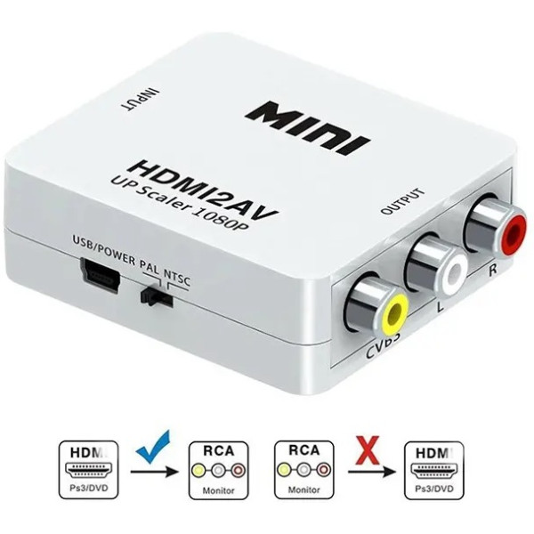ASTOUND HDMI2AV for HDTV Standard TV Converter HDMI2AV for HDTV Standard TV Converter HDMI Connector (White)