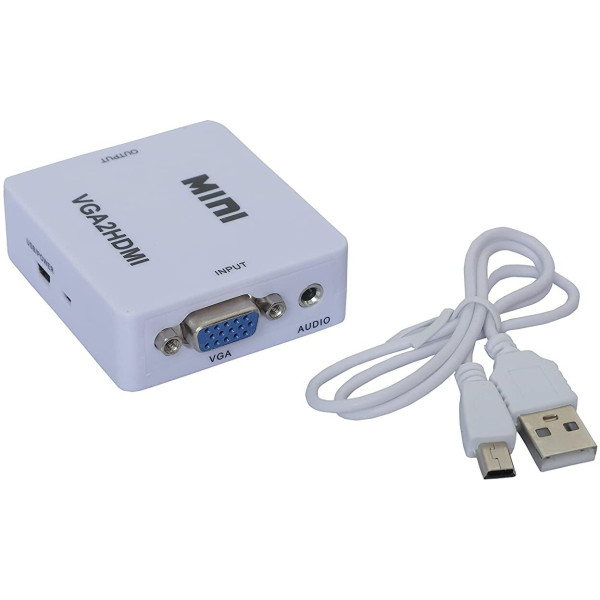 ASTOUND VGA to HDTV 1080P Adapter VGA to HDTV 1080P Adapter HDMI Connector (White)