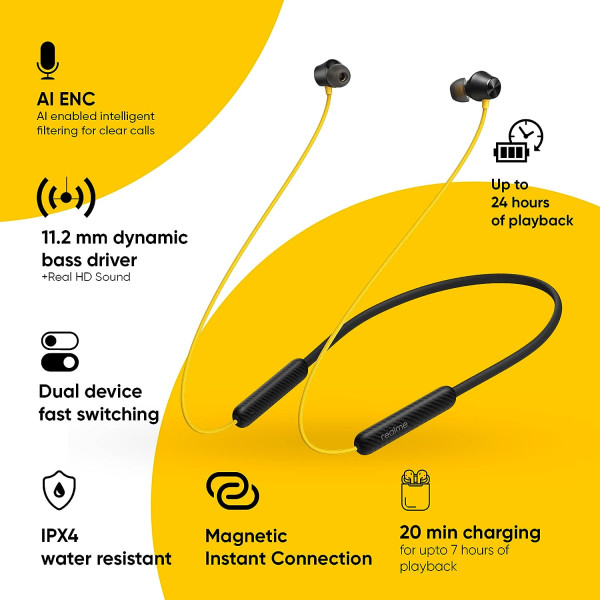 realme Buds Wireless 3 in-Ear Bluetooth Headphones Upto 40 Hours Playback Fast Charging