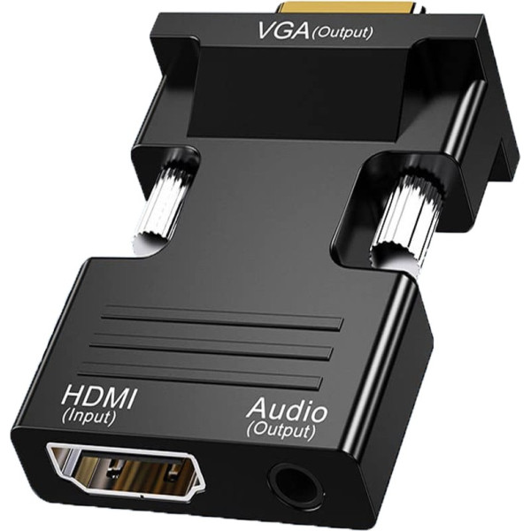 All mobile solution HDMI To VGA Converter with Audio Video 1080p Connector For HDTV/Laptop.(0301) Gaming Adapter (Black, For PC, PS3, PS4)