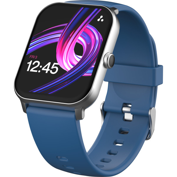 Ambrane Wise Eon Pro1.85 lucid display with BT calling Smartwatch (Blue Strap, Regular)