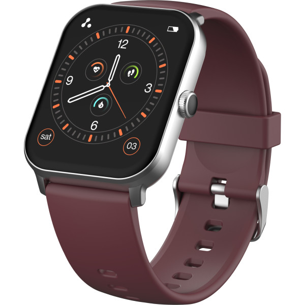 Ambrane Wise Eon Pro1.85 lucid display with BT calling Smartwatch (Wine Red Strap, Regular)