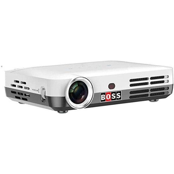 BOSS S7, 3840x2160p 4K Ultra HD, 3D Android 9.0, Contrast 20000:1 (7000 lm / Wireless / Remote Controller) Portable Projector (White)