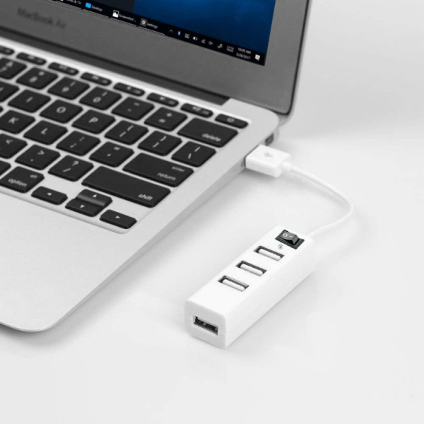 BUFONA Usb Charger, Usb Hub Expansion Hub With Power Switch Plug and Play Super Speed Faster 4 Port Ultra Slim Usb 3.0 Hub |For Laptops Computers |With Led Indication USB Hub, USB Charger, USB Cable, HDMI Connector, Laptop Accessory (White)