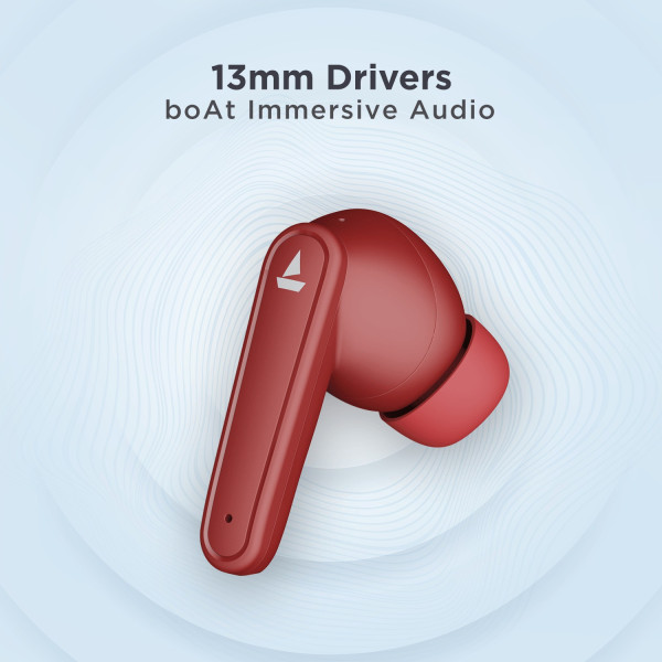 boAt Airdopes 115 with ENx and Beast Mode upto 24 Hrs Playback and ASAP Charge Bluetooth Headset (Raging Red, True Wireless)