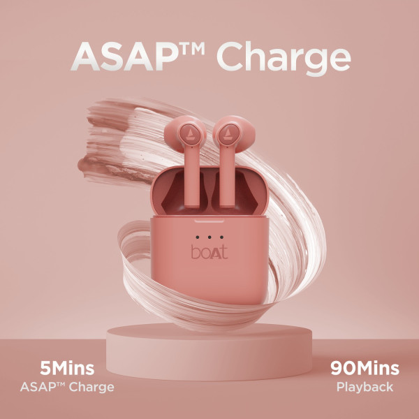 boAt Airdopes 131 with upto 60 Hours and ASAP Charge Bluetooth Headset (Cherry Blossom, True Wireless)