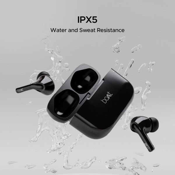 boAt Airdopes 161 with 40 Hours Playback, ASAP Charge 10mm Drivers Bluetooth Headset (Pebble Black, True Wireless)