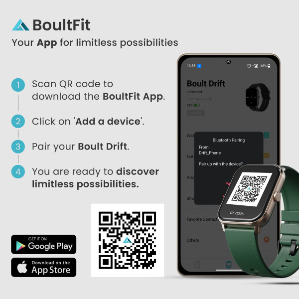 Boult Drift BT Calling 1.69" HD Display, 140+ Watchfaces, 475Nits Brightness, IP68 Smartwatch (Green Strap, Free Size)