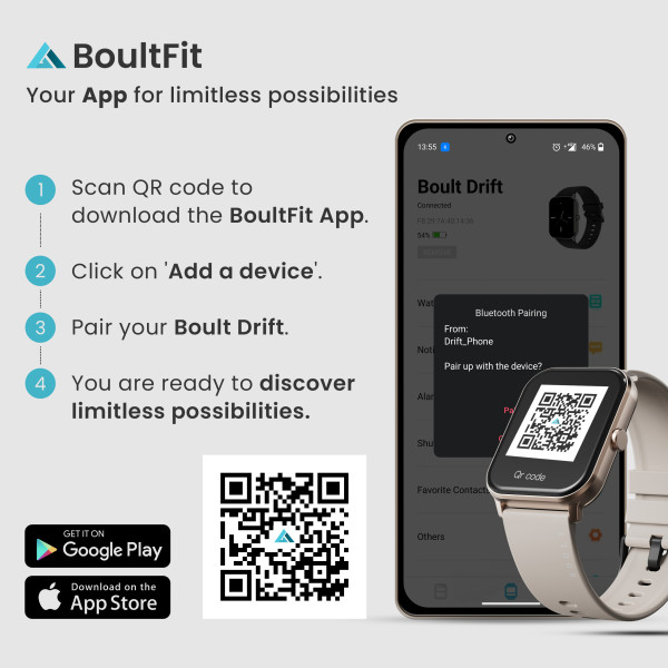 Boult Drift BT Calling 1.69" HD Display, 140+ Watchfaces, Complete Health Monitoring Smartwatch (Beige Strap, Free Size)