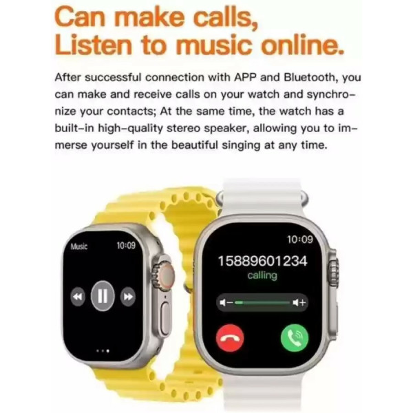 DIDRISHA Ultra Series 8 WATERPROOF Watch NFC Door Unlock Bluetooth Call Fitness Bracelet Smartwatch (White Strap, Free)