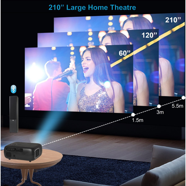 Egate K9 Pro Max Automatic, Full HD 1080p Native I Android 9 I Home Cinema (6600 lm / 1 Speaker / Remote Controller) Portable Projector (Black)