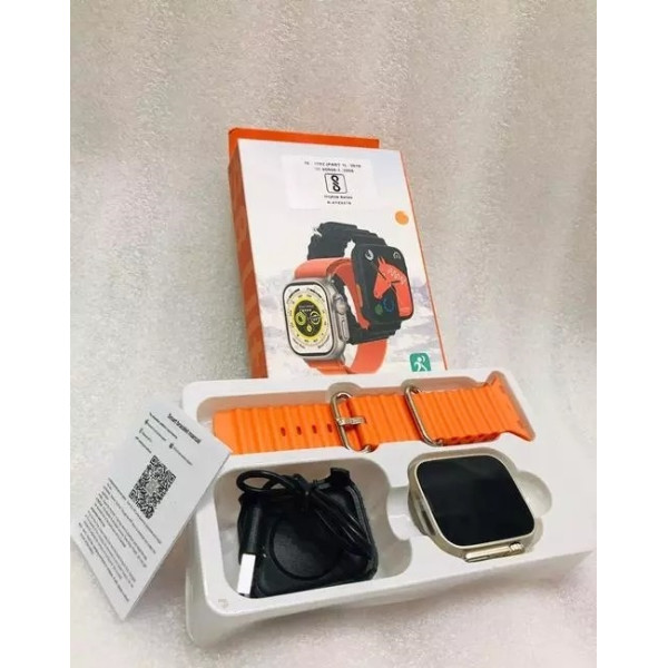 Ephemeral S8 ULTRA Watch with Advanced Bluetooth Calling, ocean strap Smartwatch (Orange Strap, Free)