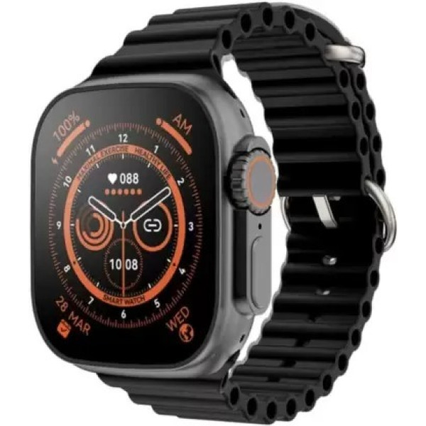 Ephemeral T800 Series 8 Ultra Smart Watch HD 1.99 Inch Display Smart Watch Smartwatch (Black Strap, Free)