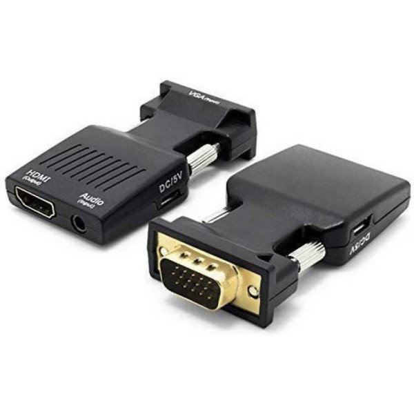 Etzin VGA to HDMI Adapter Converter 3.5mm Audio(EPL-168TC-001) Gaming Adapter (Black, For PC)