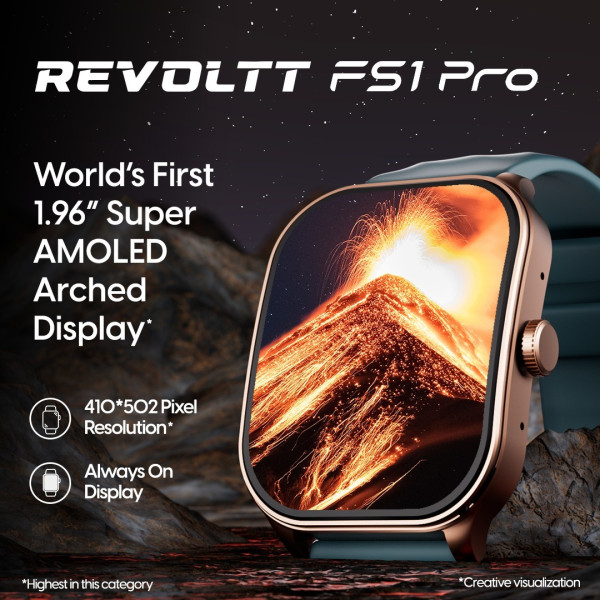 Fastrack Revoltt FS1 Pro|World's First,1.96" Super AMOLED|Highest Resolution|BT Calling Smartwatch (Black Strap, Free Size)