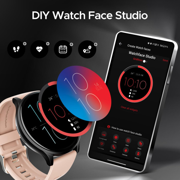 boAt Lunar Orb Smart Watch with 1.45Inch AMOLED Display BT Calling (Cherry Blossom)