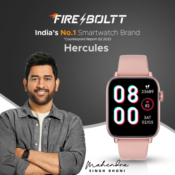 Fire-Boltt Hercules 1.83" Large Display, BT Calling with Voice Assist  Metal Body Smartwatch (Pink Strap, Free Size)