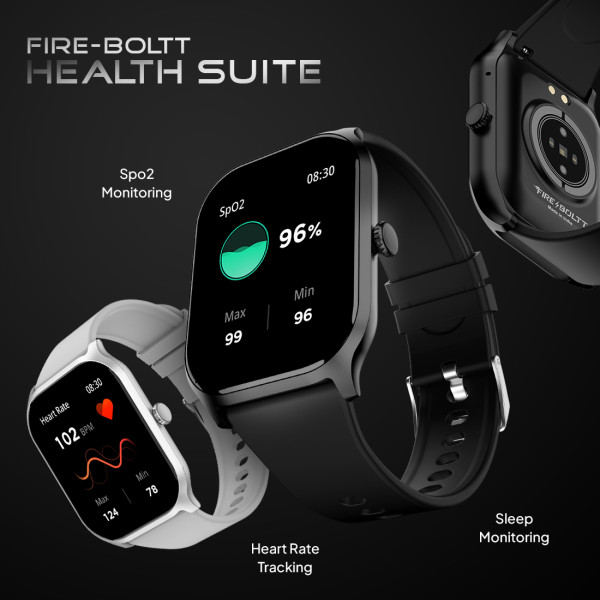 Fire-Boltt Hunter 2.01 inch HD Display Buetooth Calling with Single Chipset, Metal Body Smartwatch (Black Strap, Free Size)