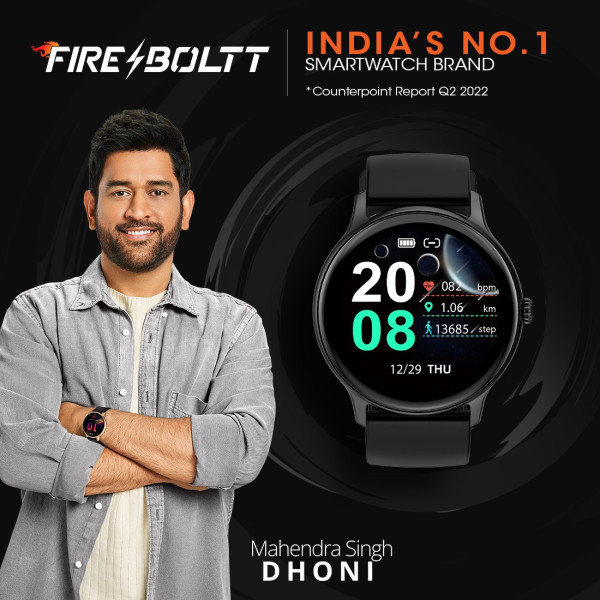 Fire-Boltt Hurricane 1.3" Curved Glass Display with 360 Health Training, 100+ Sports Modes Smartwatch (Grey Strap, Free Size)