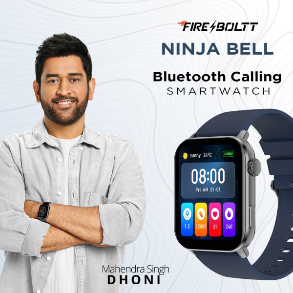 Fire-Boltt Ninja Bell 1.83" Bluetooth Calling Smart watch, AI Voice, 60 Sports Modes Smartwatch (Navy Blue Strap, Free Size)