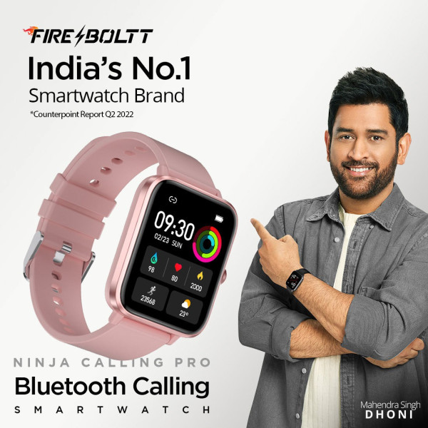 Fire-Boltt Ninja Calling Pro 1.69 inch Bluetooth Calling Smartwatch with AI Voice Assistant Smartwatch (Pink Strap, Free Size)