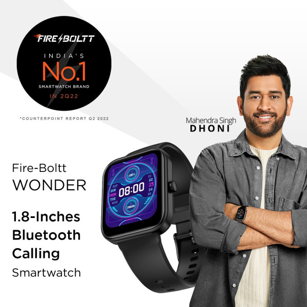 Fire-Boltt Wonder 1.8" Bluetooth Calling Smart Watch with AI Voice Assistant  Calculator Smartwatch (Blue Strap, Free Size)