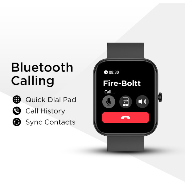 Fire-Boltt Wonder 1.8" Bluetooth Calling Smart Watch with AI Voice Assistant  Calculator Smartwatch (Black Strap, Free Size)
