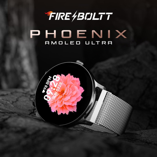 Fire-Boltt Ace Luxury Phoenix AMOLED Stainless Steel Smart Watch 1.43Inch Stainless Steel Rotating Crown (Silver)