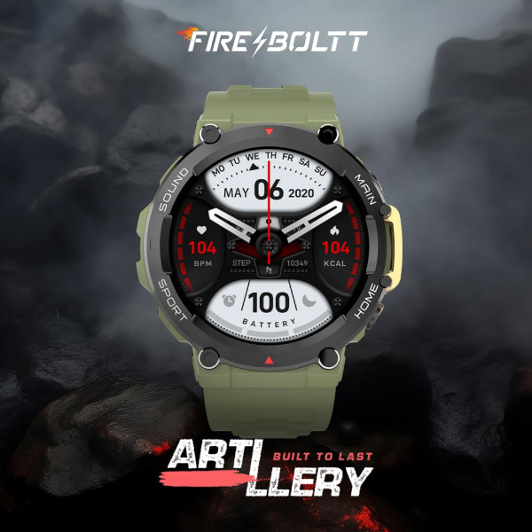 Fire-Boltt Artillery 1.5” HD Display Smart Watch Shockproof Design Rugged Looks Motion Sensor Gaming 320 mAh Battery Bluetooth Calling (Green)