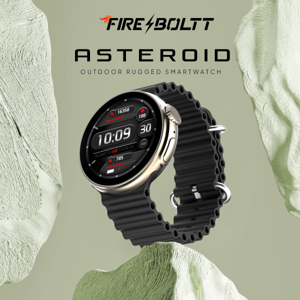 Fire-Boltt Asteroid 1.43” Super AMOLED Display Smart Watch One Tap Bluetooth Calling 350mAh Large Battery (Silver Black)