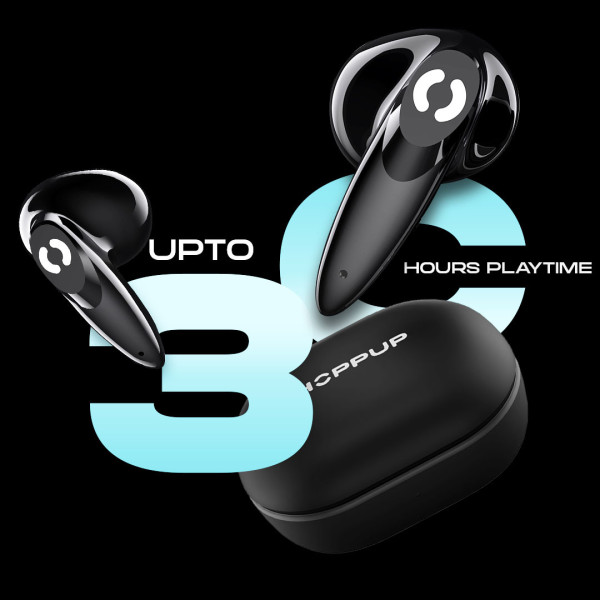 HOPPUP AirDoze H30 Earbuds with upto 30H Playtime, ENC , Gaming Mode  Made in India Bluetooth Headset (Black, True Wireless)