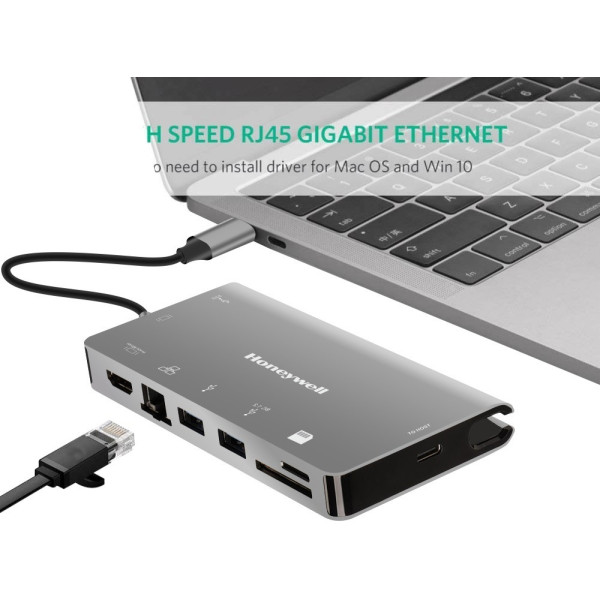 Honeywell Type C Ultra Dock HC000008/LAP/CDK Laptop Accessory, USB Cable, USB Hub, Expansion Card, HDMI Connector (Grey)