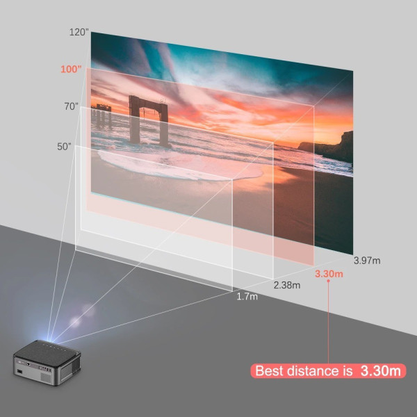 KEYPOCKET 4K 1920x1080p 3D Full HD Android 9.0 Advance Technology LED Smart (6800 lm / Wireless / Remote Controller) Portable Projector (Grey)