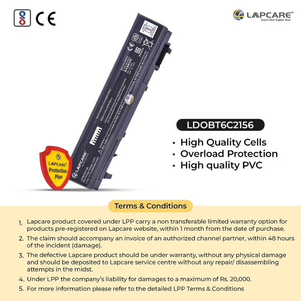 Lapcare BIS Certified Compatible Laptop Battery for Dell Lattitude E6400 6 Cell