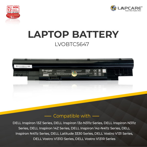 Lapcare BIS Certified Compatible Laptop Battery for Dell Vostro V131 6 Cell