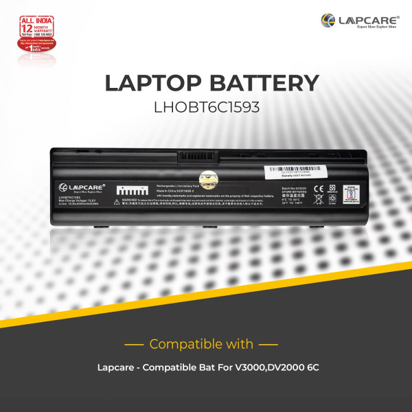 Lapcare BIS Certified Compatible Laptop Battery for HP Pavilion V3000,DV2000 6 Cell