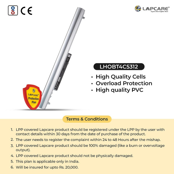 Lapcare LHOBT4C5312 4-cell Battery for HP LA04/728460-001/HSTNN-UB5M/F3B96AA