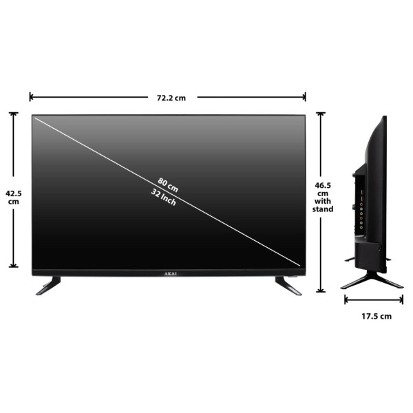 AKAI 80 cm (32 Inches) HD Ready Smart LED TV AKLT32S-DFL9W Black with Frameless Design