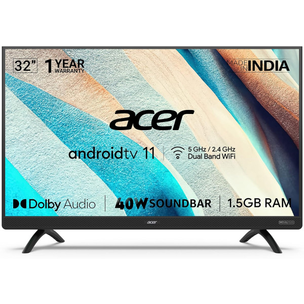 Acer 80 cm (32 inches) S Series HD Ready Android Smart LED TV AR32AR2841HDSB (Black)