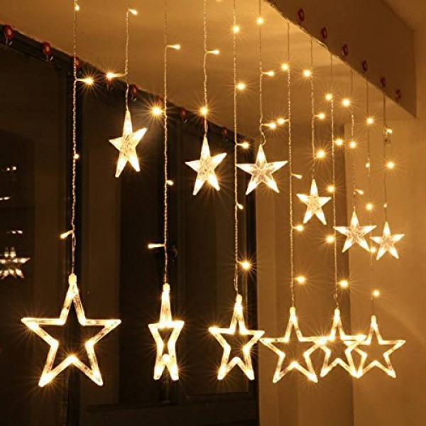 fizzytech 12 Stars Hanging Light with 8 Flashing Modes Decoration for Festivalas Warm White