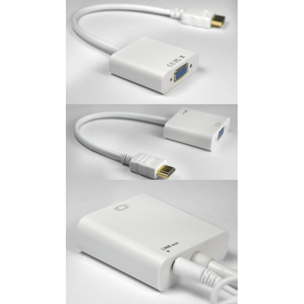 LipiWorld  TV-out Cable HDMI to VGA Connector with Audio Cable (White, For Laptop)