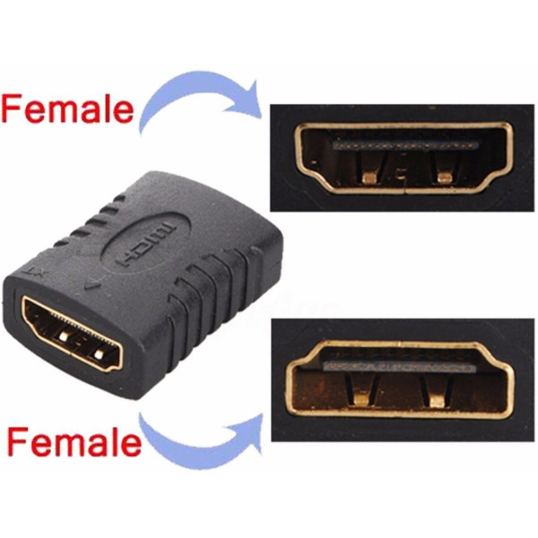 LipiWorld  TV-out Cable (Pack 2)Gold Plated HDMI Female to Female Coupler Joiner Gender Changer Extender Connector (Black, For Laptop)