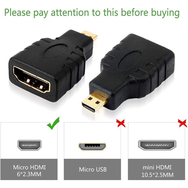 MX HDMI D Micro Male To HDMI 19Pin Female Connector Gold Plated MX3461 (PACKOF2) Gaming Adapter