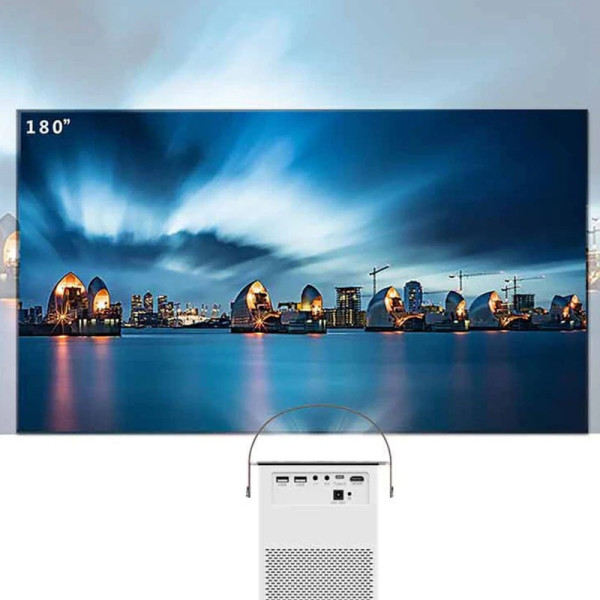 Maizic Smarthome CINEMAIZIC 4K Ultra HD 180" Size, InBuilt Speaker, Android, HDMI, USB, Remote (3800 lm / 2 Speaker) Portable Projector (Silver Black)