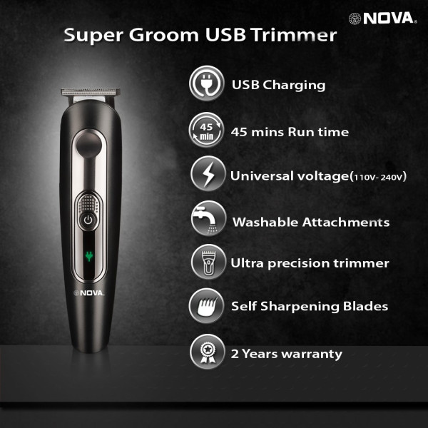 NOVA Super Groom NG 1148 USB Trimmer 45 min Runtime