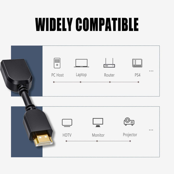 Wellteck TV-out Cable HDMI Male to Female Extension Adapter Converter Connector