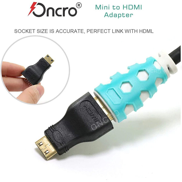ONCRO  TV-out Cable Mini HDMI Adapter,HDMI Female to Mini HDMI Male connector converter (Black, For Camera)
