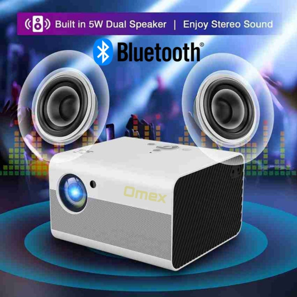 Omex M18 Android FHD 1920×1080p HD New 5G Wifi bluetooth 4D Portable Projector (White)
